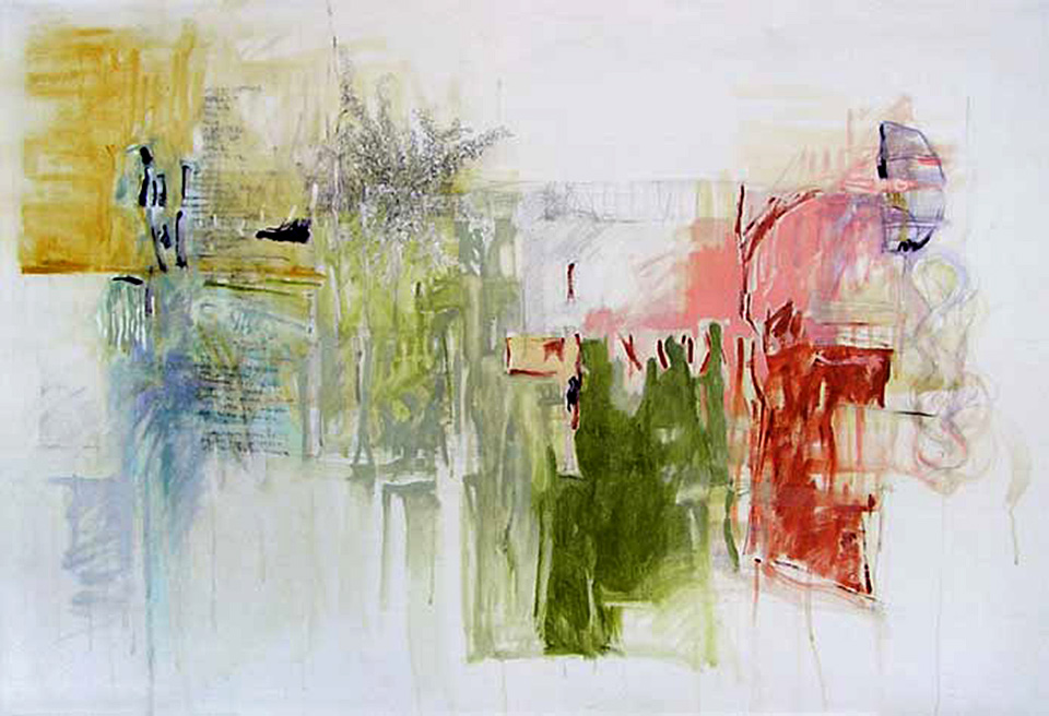 sin título, óleo y grafito sobre tela, 100 x 150 cm