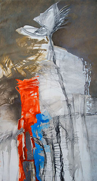 horizonte, óleo y grafito sobre tela, 95 x 51 cm
