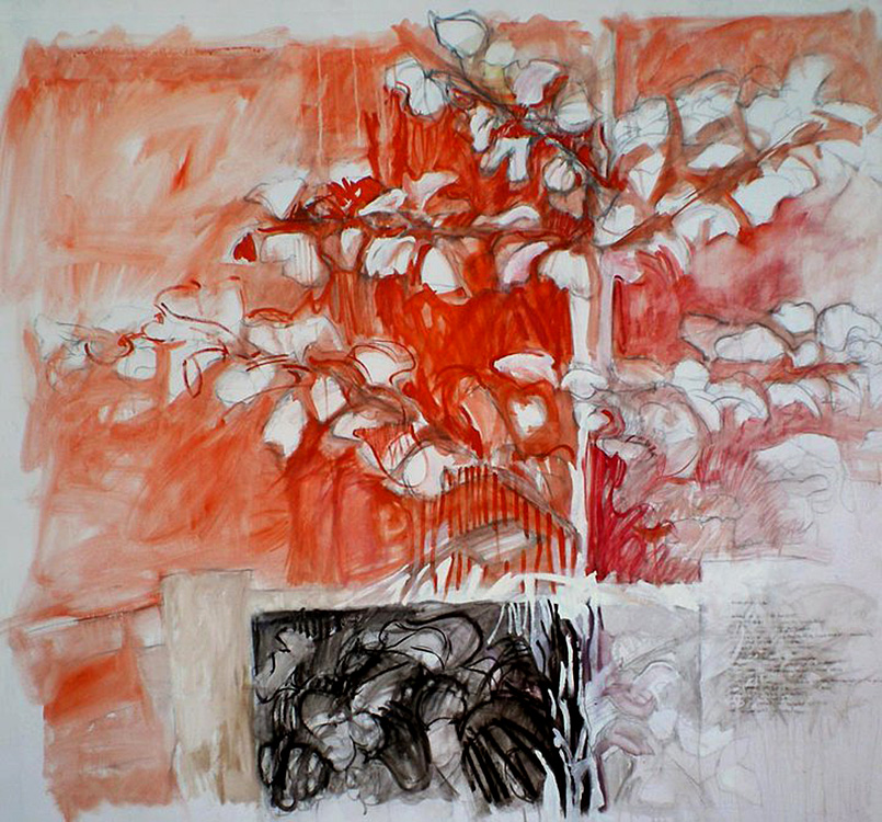 algo como sus oros, óleo y grafito sobre tela, 121 x 130 cm