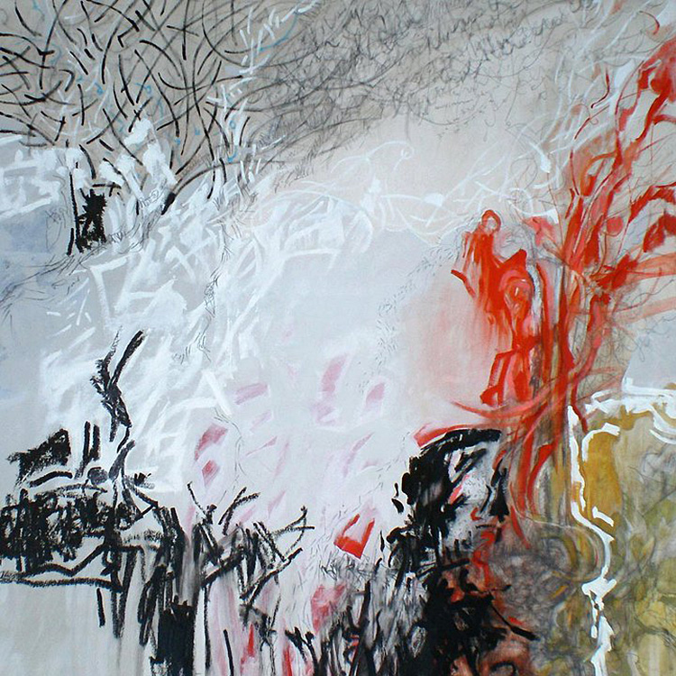 otras palabras, óleo y grafito sobre tela, 80 x 80 cm