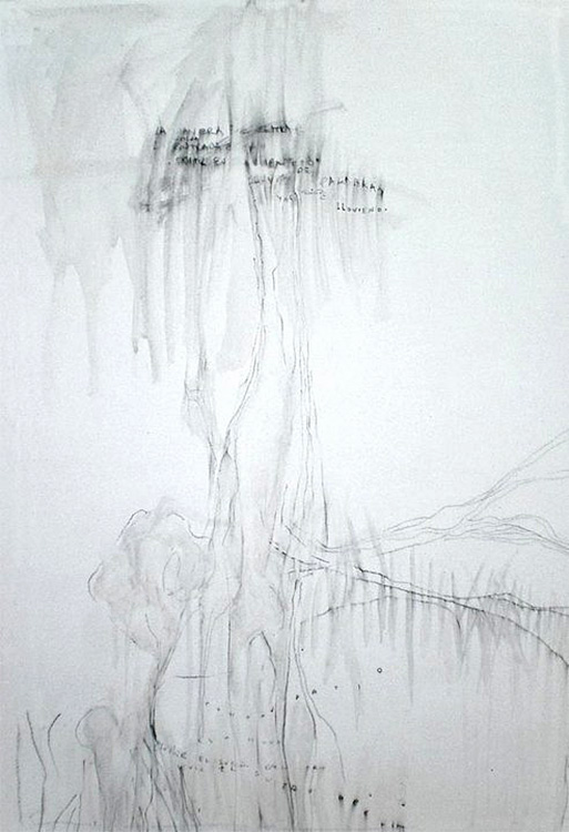 murmullo, óleo y grafito sobre tela, 63 x 40 cm